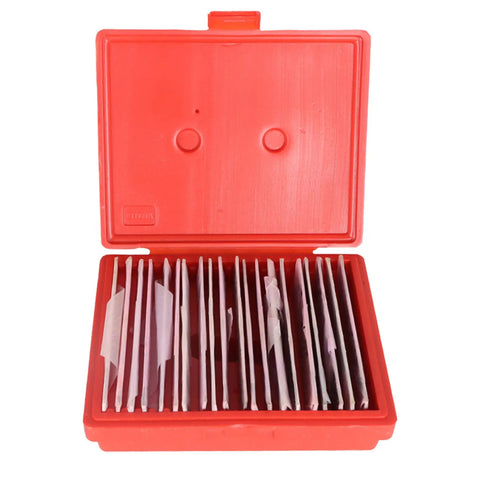 Open red case displaying 20 Pair One Thirty Second By Six Machinist Parallel Block Tool Set With 0.0001 Parallelism One Half To One And Eleven Sixteenths Inch Alloy Steel Precision Matched Parallel Bars For Milling Jig Work And Setup.