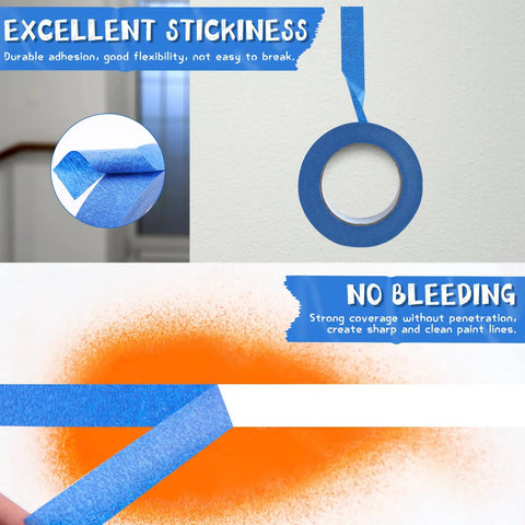 Blue Painters Tape 1 Inch By 180 Feet Per Roll, Three Rolls, Multi Surface Masking Tape For Walls, Painting And Craft Projects, Clean Release
