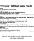 Instructions for Steering Wheel Puller Set For All Major Cars And Trucks With Lock Plate Remover Includes 5/16 x 18, 5/16 x 24, And 3/8 x 16 Adapters For Fast Easy Wheel Removal Pro Grade Auto Repair Tool
