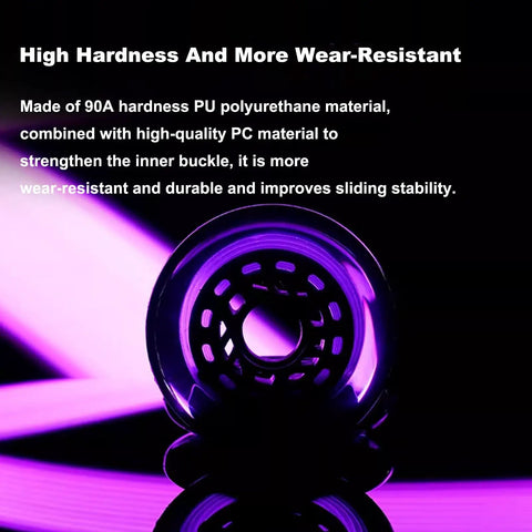 Close-up of Inline Skate Wheel Replacement Set 72mm 76mm 80mm Ultra Durable 90A PU Wheels showing high hardness and wear resistance