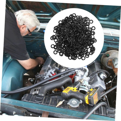 500 Piece Wave Washer Set for Screws and Bolts, Compression Type, Elastic and Resilient, Smooth Surface Reduces Friction, Ideal for Automotive and Home Projects, black wave washers in engine bay