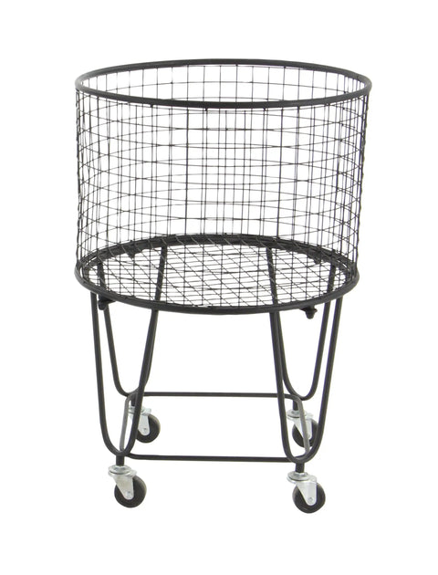 Rugged Metal Storage Cart With Rolling Mesh Laundry Hamper Deep Set Black Finish Industrial Style Organizer For Home Or Laundry Room 18 By 18 By 24 Inches Everyday Workhorse Urban Vibe Durable Steel Build