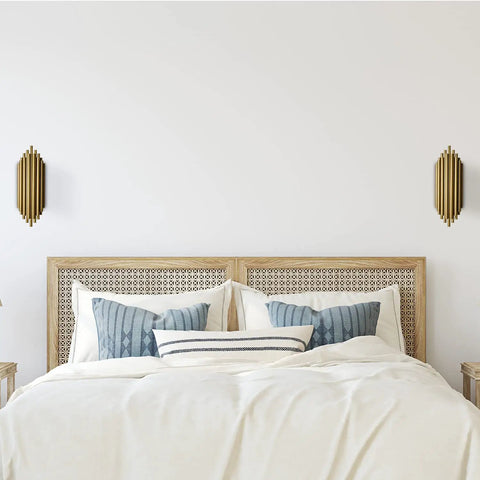 Bedroom featuring Modern Metal Wall Lamp With Two Light Brass Wall Sconces In Stainless Steel Finish Dope Living Room Wall Lighting Fixture