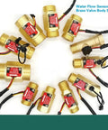 Water Flow Sensor Flow Meter For Home Plumbing Brass Body Liquid Flow Rate Sensor With Digital Monitoring Detector YF B7 Temp Easy Install Plug And Play Pro Grade Flow Switch arranged in a circle