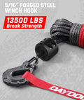 Heavy Duty Synthetic Winch Rope One Quarter Inch By 50 Foot With 10000 Lbs Break Strength For Off Road 4x4 ATV UTV Winch Cable Includes Forged Hook And Rubber Stopper