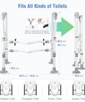Foldable Toilet Safety Rail With Adjustable Height And Width Sturdy Carbon Steel Frame Built In Paper Holder Storage Bag And Anti Slip Mat Supports Up To 350 Lbs fits various toilets