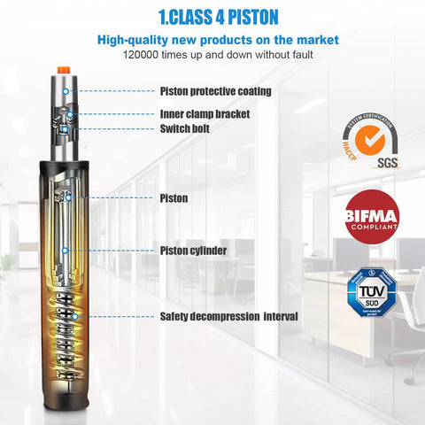 Diagram of Class 4 Gas Lift Office Chair Cylinder Replacement 5.9 Inch Adjustable Length Pneumatic Piston in office setting
