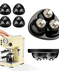 Self-Adhesive Ball Casters With 360 Degree Swivel, Mini Universal Caster Wheels For Countertops, Equipment And Small Furniture, Peel And Stick Install, No Drill, Black, 4 Pack, shown with a coffee machine for scale