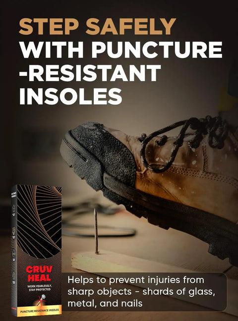 Tough As Nails All Day Comfort Puncture Resistant Work Insole With Steel Toe Inserts for boot stepping on nail