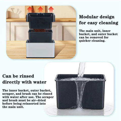Automatic Electric Portafilter Cleaner For Coffee Grounds handles espresso pucks with modular design for easy cleaning.