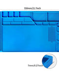 Pro Grade Large Silicone Soldering Mat With Magnetic Parts Layout Built In Ruler For Electronics Computer Repair 21.6 By 13.8 Inches Heat Resistant Insulation Soldering Station Pad With 124 Screw Positions 4 Magnetic Areas 18 Notches 49 Spare Units