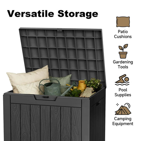 30 Gallon Outdoor Deck Box Lockable Waterproof Storage Container For Patio Cushions Garden Tools And Pool Accessories