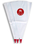 Three Heavy Duty Vinyl Piping Cement Bags For Grout And Mortar On The Go, with red molded tips, 13 X 24 inches size, Crazy Duck logo