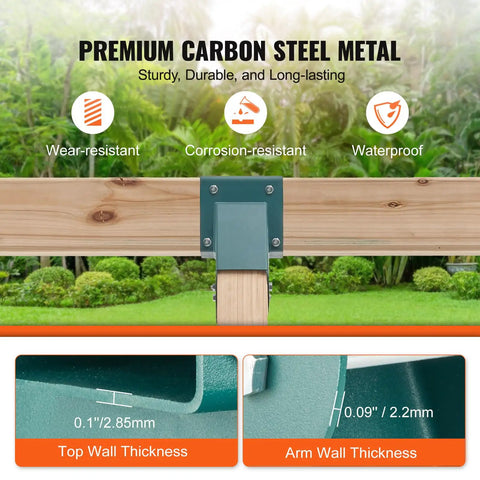 Heavy Duty A Frame Swing Set Brackets Kit For 4x4 Posts And 4x6 Beams With Mounting Hardware, DIY Swing Frame Brackets, Wobble Free Stability, Carbon Steel, Green Finish