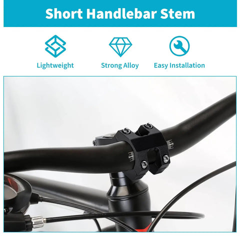 Lightweight Aluminum Mountain Bike Stem, 31.8mm Handlebar Clamp, 28.6mm Steerer Clamp, 45mm Length, Short, High-Strength Alloy