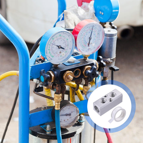 Two Way Four Port Pneumatic Manifold Air Distribution Block With G1/2 Inlet And G1/4 Outlet, Aluminum Air Compressor Manifold