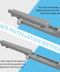 Push To Open Door Latch 2 Pack No Hassle Heavy Duty Spring Hidden Cabinet Catch showing two installation methods.