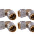 Three Quarter Inch 90 Degree Push To Connect Brass Plumbing Elbow Fitting Pack Of Four For PEX Copper CPVC PE-RT HDPE Piping Ideal