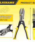 SLNIHAMS 5-blade sheet metal crimper; alloy steel jaws, yellow and black handles, 10.5 in HVAC duct tool.