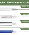 4 Pack Extra Long Straw Cleaning Brushes For Reusable Mugs, 11.8 Inch Long Cleaners With Easy Grip Fit All Plastic Glass Stainless And Silicone Straws, Fits 14oz 20oz 30oz 40oz Cups, Durable Food Grade Stainless