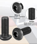 Real Deal M6x10mm Button Head Hex Socket Cap Screw Bolts Black Alloy Steel Fasteners 50 Piece Assortment Kit shown from multiple angles.