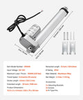 12V Linear Actuator, 8 Inch Stroke, High Speed 0.6 Inches Per Second, 225 Lbs, IP54, shown with mounting accessories
