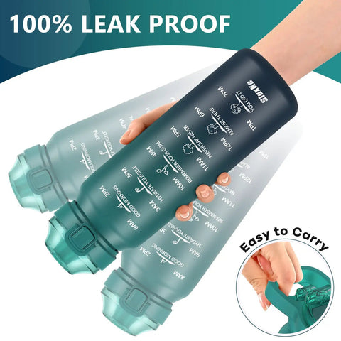24oz Insulated Water Bottle With Straw And Chug Lids 18/10 Stainless Steel Double Wall Vacuum BPA Free, showing easy carry design, leak proof.