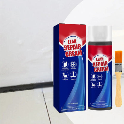 Flexible Waterproof Leak Repair Liquid Sealant That Beats Water On Roofs Walls Gutters And Concrete with brush and packaging.