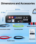 48V 100Ah LiFePO4 Battery With Bluetooth For Solar Storage And Home Backup Power UL1973 Dimensions and Accessories