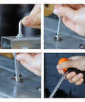 T15 Long Tamper Proof Torx Key Bit Wrench With Long Arm And Short Arm Chrome Vanadium Steel Heat Treated And Quenched Tamper Resistant Star Allen Wrench For Furniture Automotive And Mechanical Repairs in use on a tamper screw