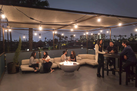 Outdoor patio with 30 Foot Outdoor String Lights With 10 Incandescent Sockets Dimmable Weather Resistant Black Wire