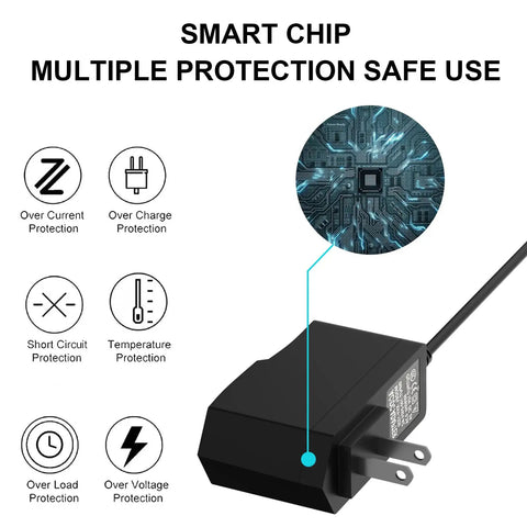 9V AC Power Adapter Cord For Home Gym Elliptical And Upright Bikes 10Ft Replacement Cable with smart chip protection diagram