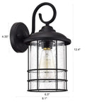 Side view of Two Pack Outdoor Wall Lanterns Built To Last With Matte Black Finish Anti Rust Exterior Sconces Clear Seedy Glass Waterproof