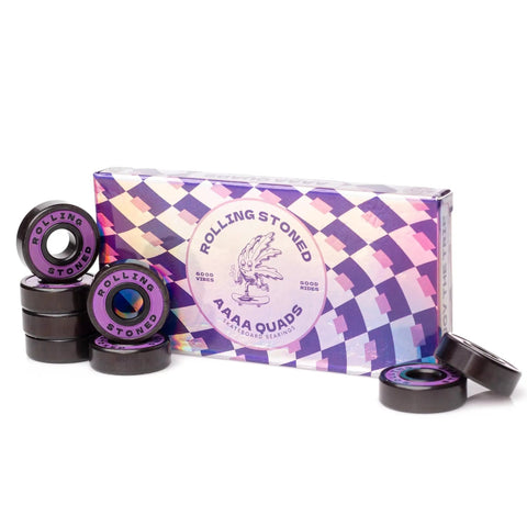 ABEC 9 Sealed Skateboard Bearings Set For Skateboards Longboards Scooters And Roller Skates Eight Pack Purple with packaging