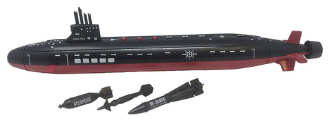 Sixteen Point Five Inch Black Submarine Toy With Realistic Sound Effects Includes Two Torpedoes And An Anti Radar Missile