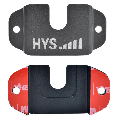 Universal Car Mount For Handheld CB And VHF UHF Radios, black aluminum microphone hanger holder, front and back view