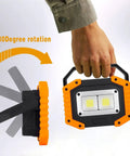 Rechargeable LED Work Light 30W 1500LM Portable Flood Light On The Go With Magnetic Base shown with 180-degree rotation