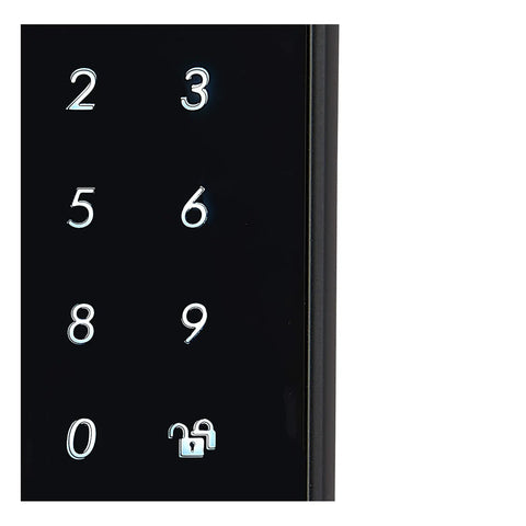 Contemporary Electronic Touchscreen Keypad Deadbolt Door Lock With One Touch Locking, ANSI Grade 2 Security, Matte Black Finish, keypad view