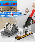 DIY Fridge Magnet Maker Kit 2.5 By 2.5 Inch for Photo Magnets with square paper cutter shown on table
