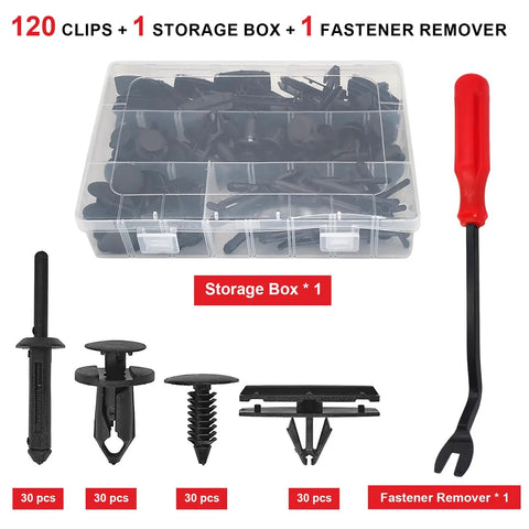Badass 121 Piece Fender Clip Kit For Jeep Wrangler JL JK Grand Cherokee includes 120 clips, storage box, and 1 fastener remover.