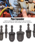 Heavy Duty Copper Flaring Tool Kit For Swagging Air Conditioner Lineset Expansion Ex Handle Pipe Expander For Soft Metal Tubes With High Strength Bearing Steel Construction For Durable And Long Lasting Use showing pipe expander heads on a work surface.