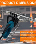 Heavy Duty Foam Planer Saw Works Like A Charm For Open Closed Cell Insulation Trimming With 1800W Motor dimensions showing length and handle.