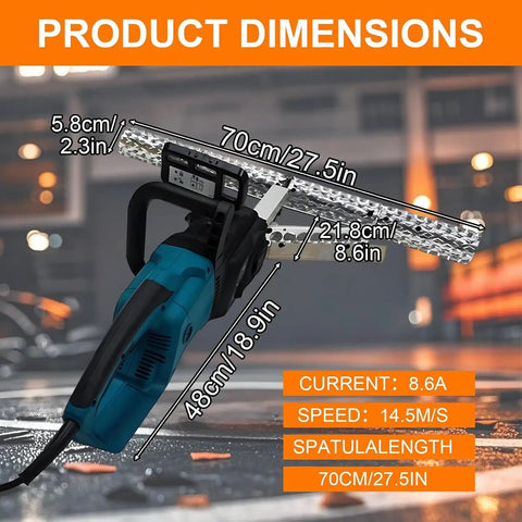 Heavy Duty Foam Planer Saw Works Like A Charm For Open Closed Cell Insulation Trimming With 1800W Motor dimensions showing length and handle.