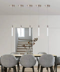 Modern Brushed Nickel Crystal Pendant Lights For Kitchen Island With Dimmable 3000K 4000K 6000K Switch 40W 3400 Lumens No Extra Bulbs Needed Adjustable Height From 10 To 57 Inches Ideal Dining Room Bar Counter over dining table
