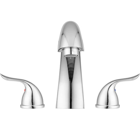 Elegant Widespread Roman Tub Faucet With Chrome Plated Finish Winged Two-Lever Handles For Quick Temp And Flow Control Aerated Stream