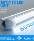 LED Shop Light Two Foot Energy Saving 20W 3000LM 6500K Daylight T8 Tube With Clear Cover with dimensions and certifications