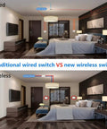 Comparison of traditional wired switches with Wireless 3 Gang Light Switch Kit With Mini Receiver Remote Control IP66 Waterproof