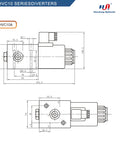 Hydraulic selector diverter valve for directional flow control, 3 SAE ports, 12V DC, front and side views Hanshang