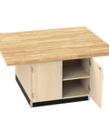 Built Tough Hardwood Workbench 64x54 with maple top and dual cabinets for garage tool storage and workspace.