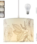 Plug In Pendant Light With 15 Ft Adjustable Hanging Lamp Cord And Toggle Switch, Floral Fabric Shade, Tri Color Led Bulbs, Totally Awesome Indoor Fixture For Bedroom Living Room Dining And Chill Vibes with adjustable floral shade